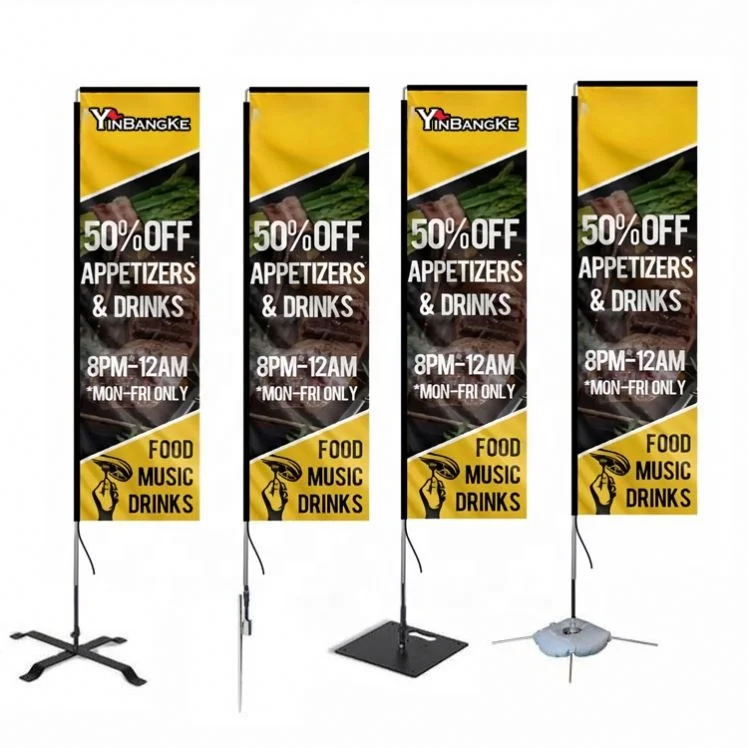 Factory Custom Promo Flags Exhibit Banners Flags Displays Rectangular Beach Flags With Waterproof Materials