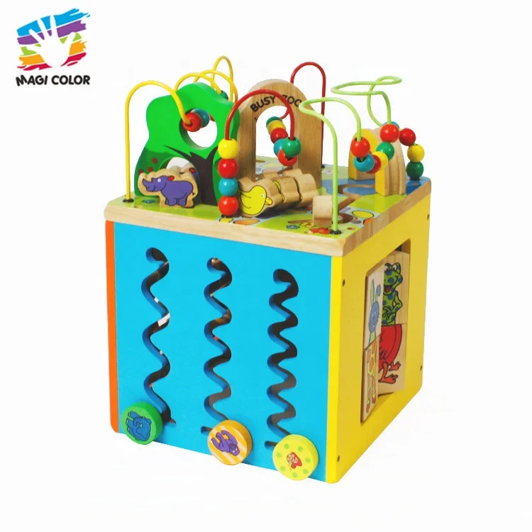 Ready To Ship intelligence wooden activity cube shanghai toy for toddlers W12D048B
