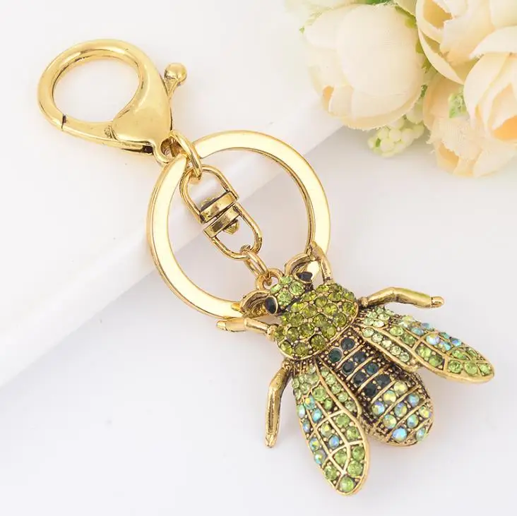 CH4392 Vintage insect key Chains Alloy Rhinestones Key Chain jewelry Wholesale