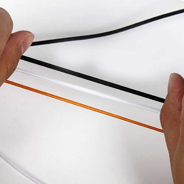 Wholesale In Stock  Colorful Elastic String Braided Bungee Cord Round white   Elastic Rope cord  2mm For Garment