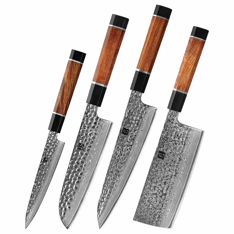 67 Layers Damascus Steel chef kitchen Knife set with desert iron wood