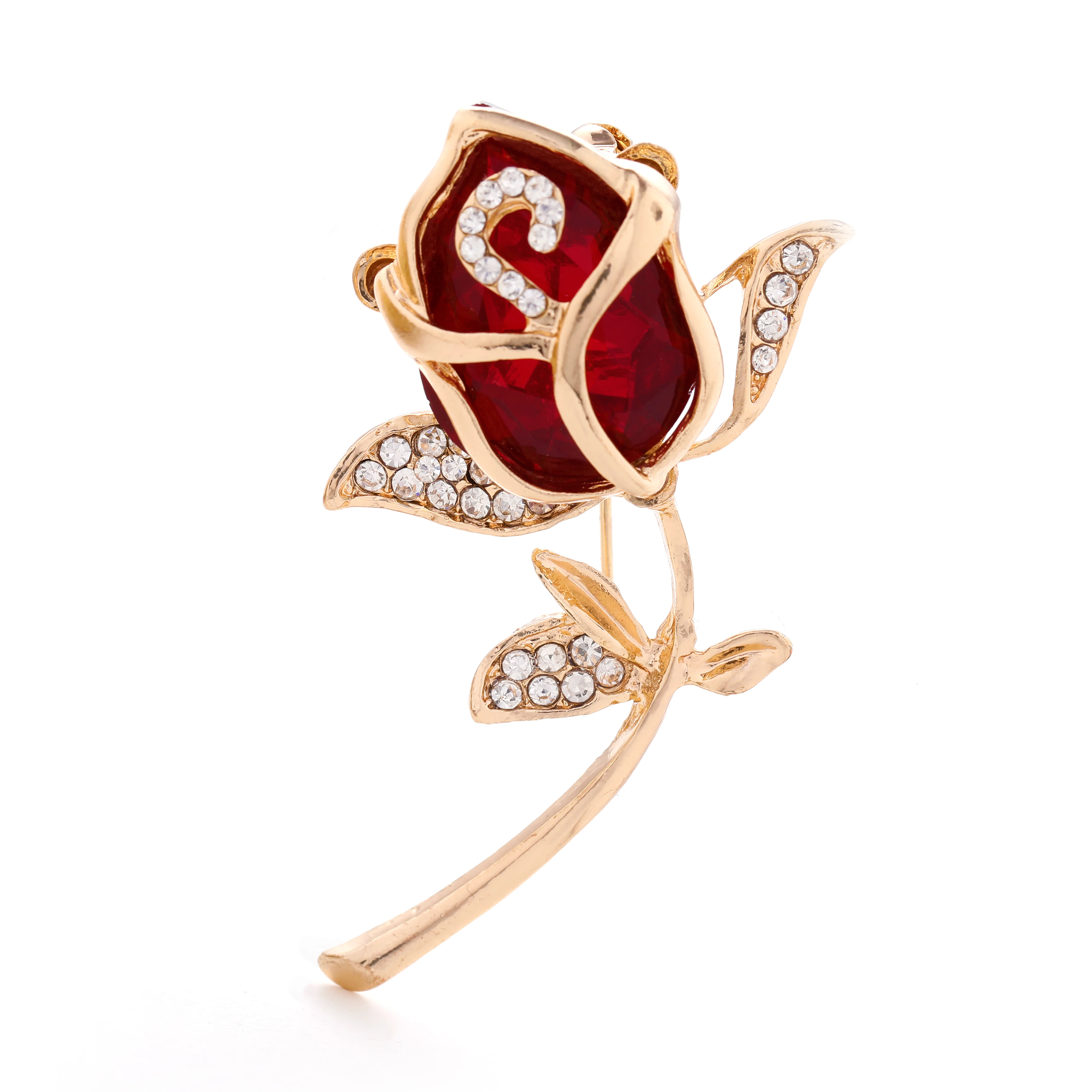 Хрустальная роза цветок брошь завод из металлосплава со стразами розовые золотые броши подарок на день рождения аксессуары для одежды