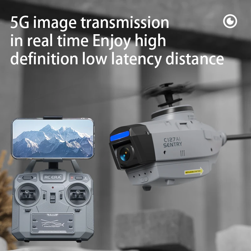 C127AI R/C Simulated Military Fly Aircraft 720P Wide-Angle Camera AI Intelligent Recognition Investigation Helicopter Drone Toy