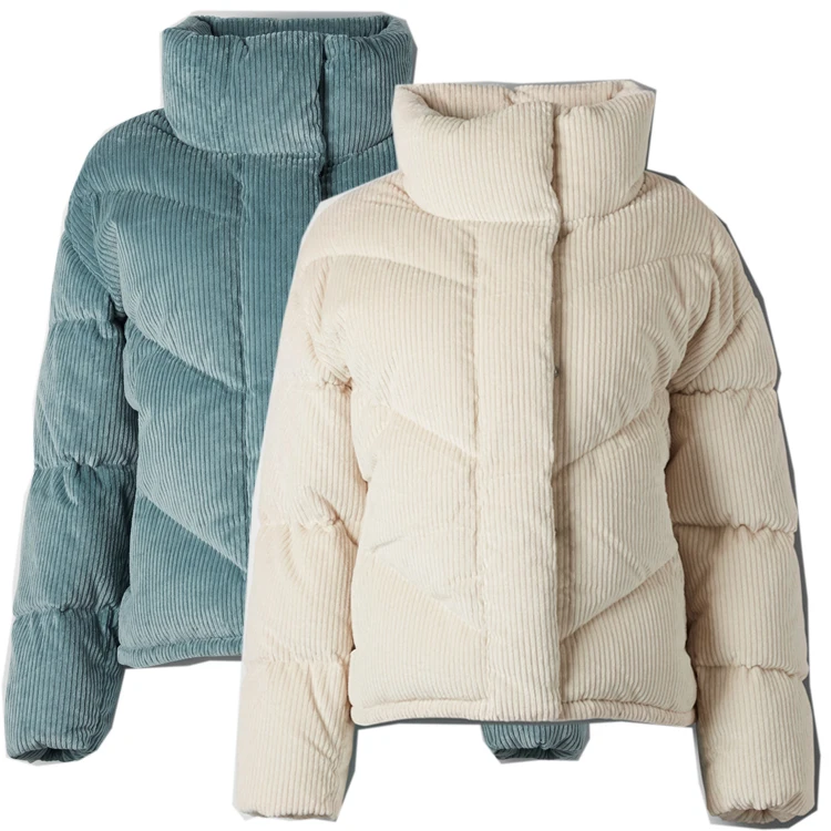 Qingzhihuo Fashion Winter Quilted Padded Jacket Women Crop corduroy Puffer Jacket puffer down bubble corduroy jacket
