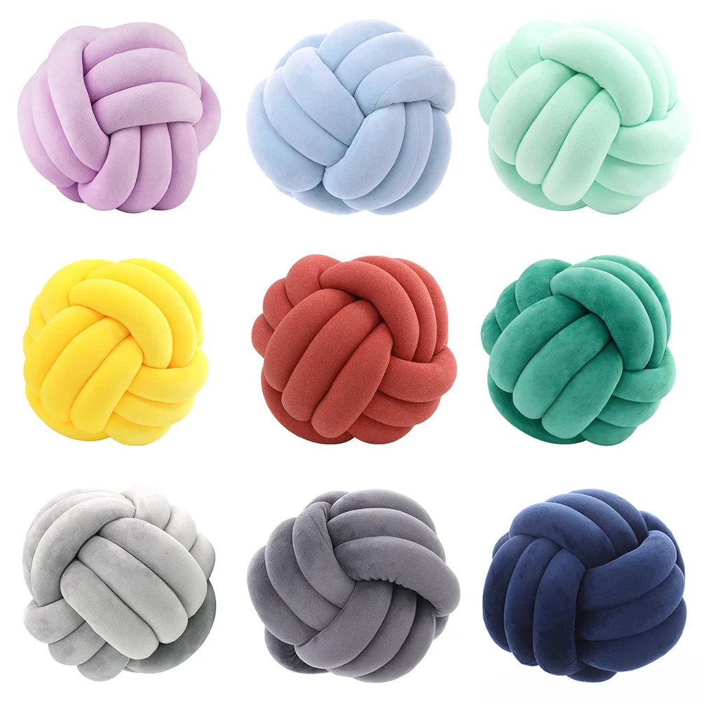 Throw Knotted Pillow Handmade Round Plush Pillow Soft Home Decorative Pillows Home Decorative Ball