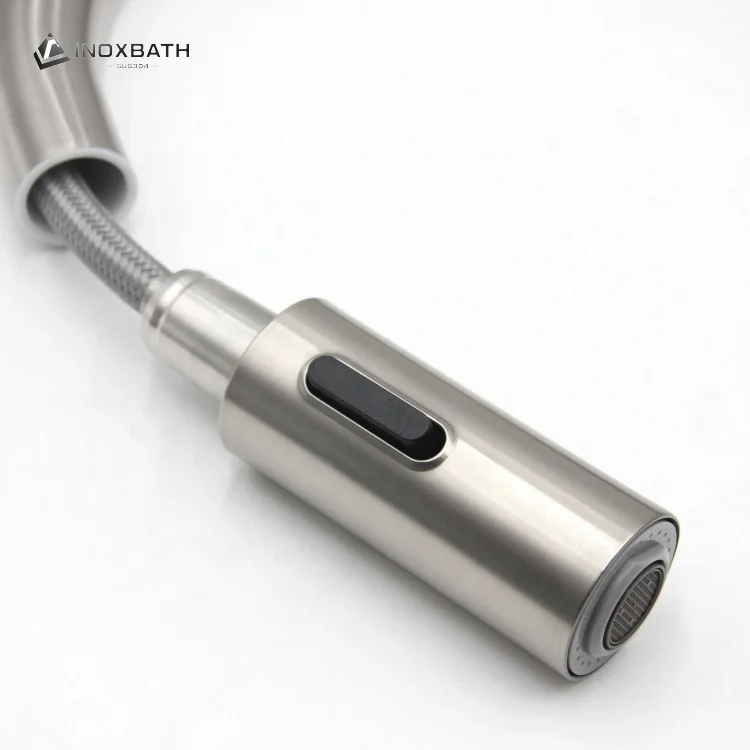 Stainless steel single lever hot and cold water mixer sink faucet kitchen faucets with pull down sprayer