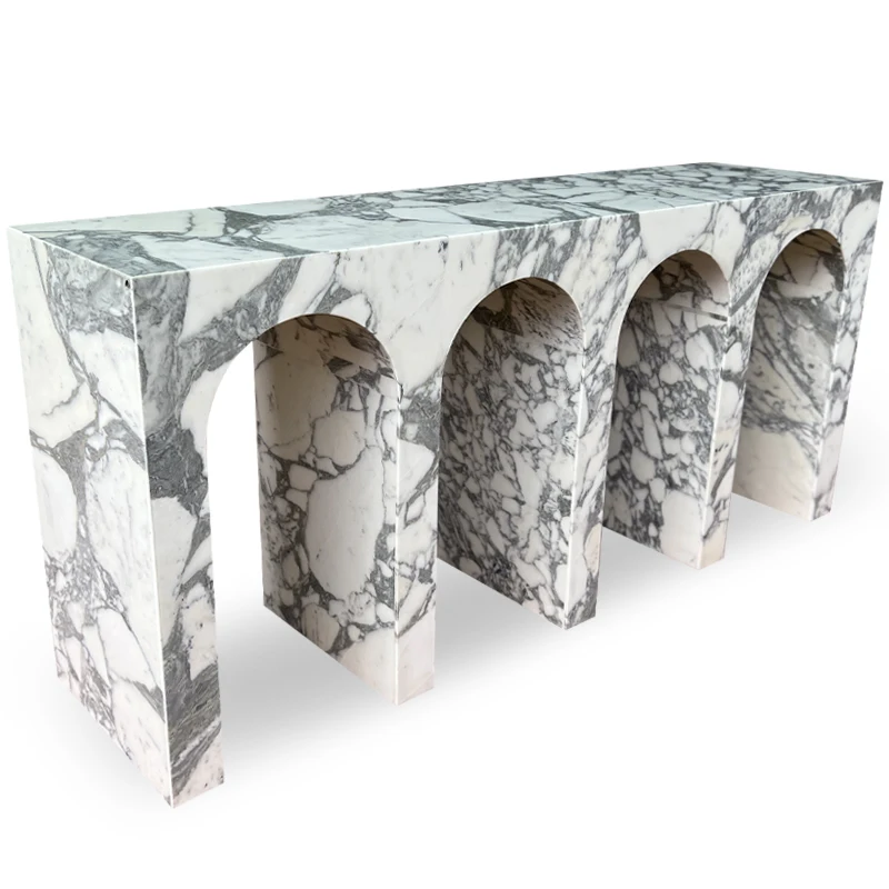 Factory Direct Sale Custom Arch Marble Stone Handmade Console Table Irregular Coffee Table Sideboard Table for Hotel Restaurant