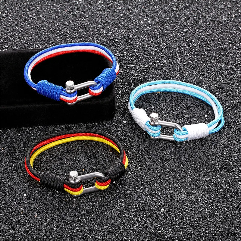 National Flags Sport Bracelet Men Women Cord Chain Germany Spain Canada France England Russia Rope Bracelet