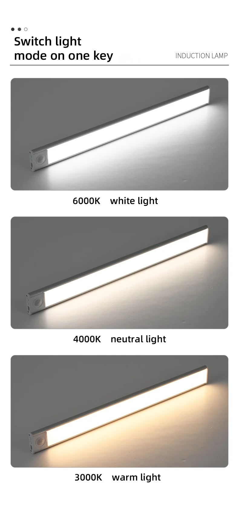 LED PIR Night Light Dimmable Kitchen Cabinet Closet USB Rechargeable Lamp Bed LED Motion Sensor LED Strip Light Cabinet Light