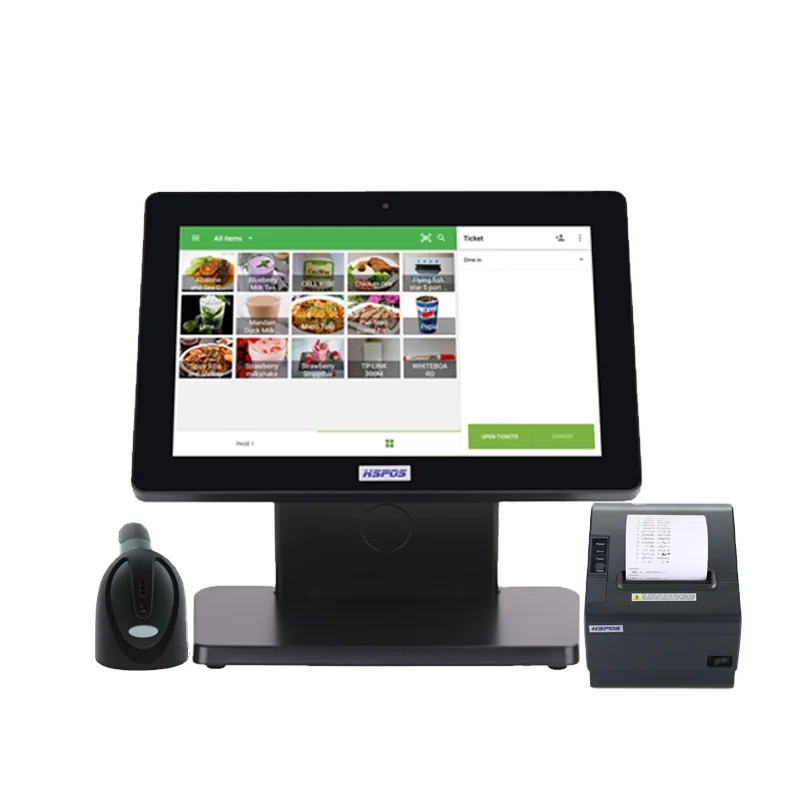 HSPOS 12 дюймов один экран кассовый аппарат для системы Android POS машина с 80 мм термальный принтер чеков и Barcod сканер