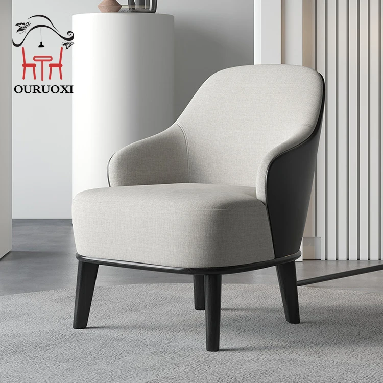 Living Room Modern Leisure Chair Furniture Black Solid Wood Legs Leslie Arm Chair