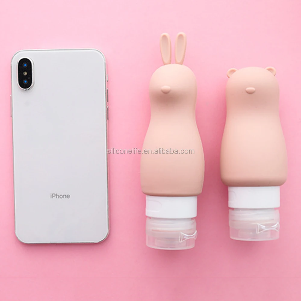 Cute Silicone Refillable Portable Bottles Animal Shape Travel Packing Press Bottle For Lotion Shampoo Cosmetic Container 90ML