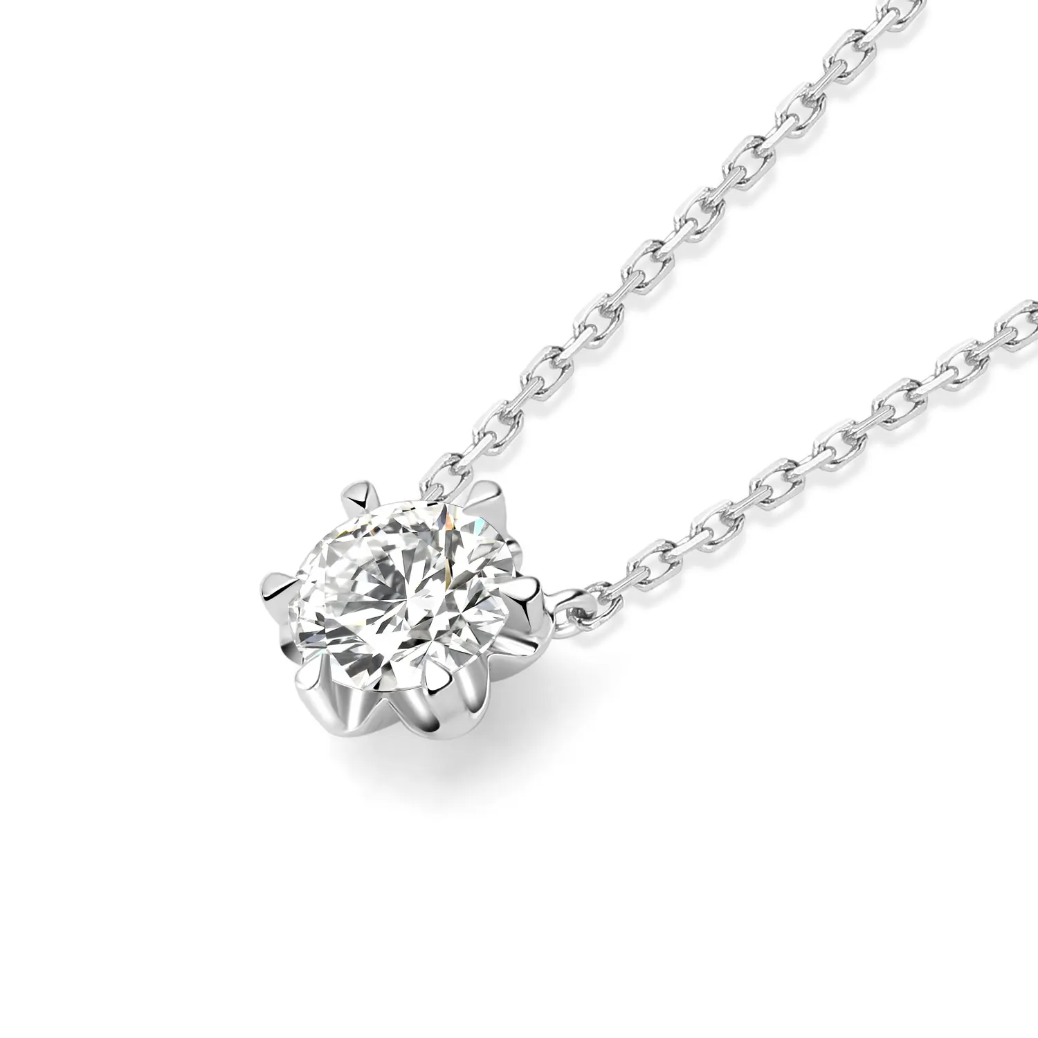 Luster Jewelry Diamond Flower Trendy Necklace 18k White Gold Necklace With Lab Grown Diamond For Women