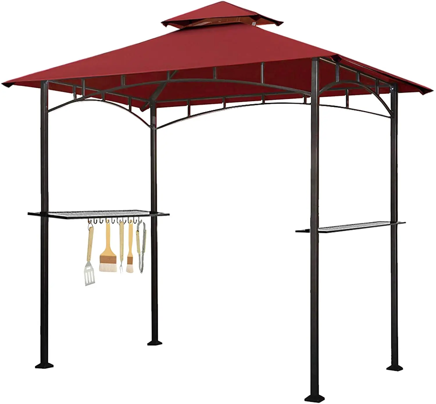 
 Укрытие для барбекю на гриле, для внутреннего дворика и двора, двухуровневый навес с мягким верхом и стальной каркас с барными стойками  