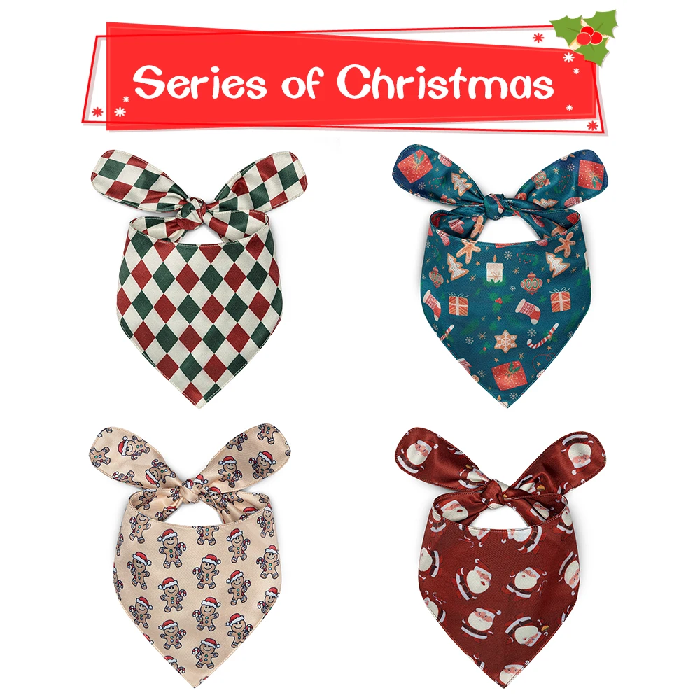 Dog Bandana and Scrunchie  Washable Puppy Bandanas Printing Dog Bib Scarf Accessories for Small Medium Large Dogs Cats Pets