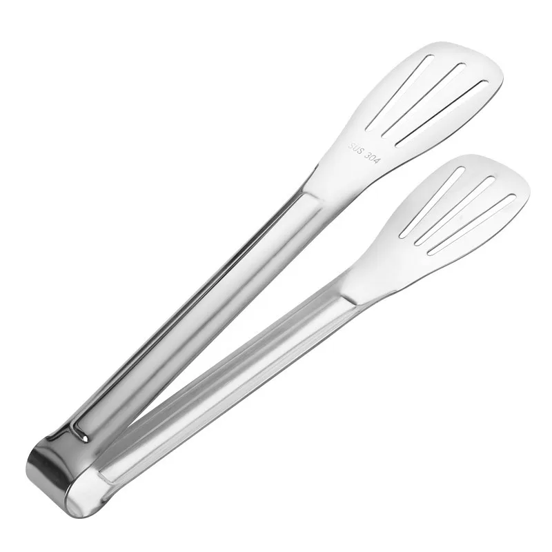 Eco-Friendly Stainless Steel Food Tong Bread and Meat Baking Tong with PP Handle Multiple Functions