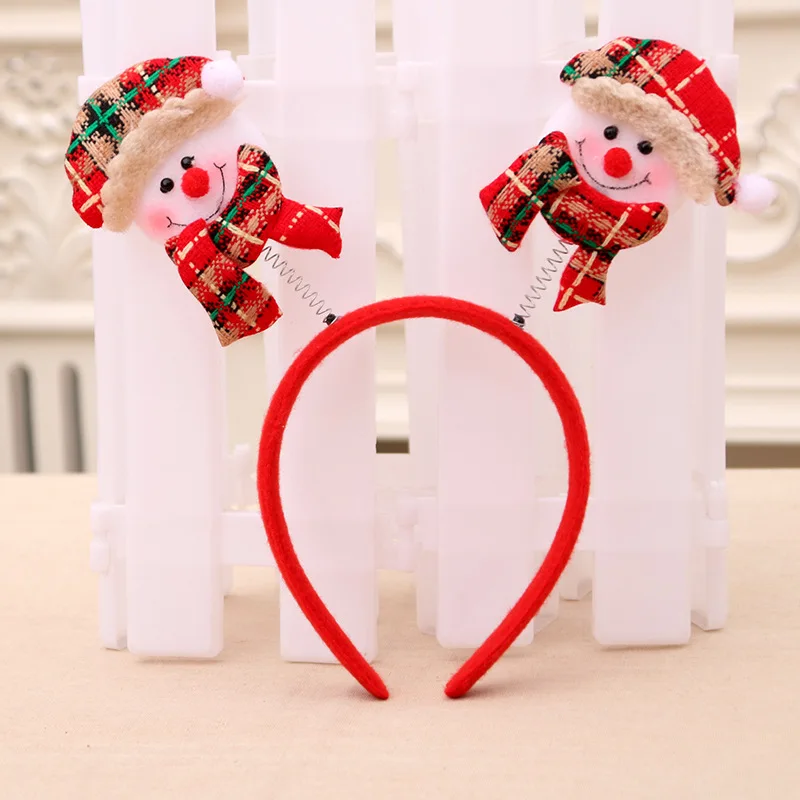 Lovely Christmas Santa Reindeer Snowman Bear LED Light Headband Hair Band Lightening Double Head Xmas Decoration Red New Years