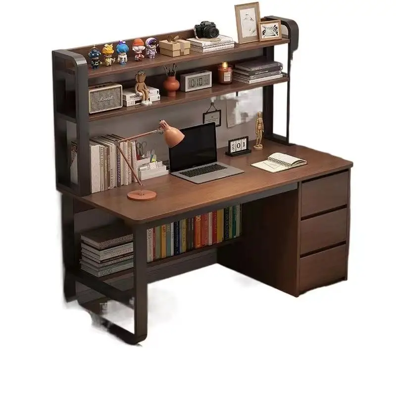 hot selling bedroom furniture laptop desk wooden study learning small modern simple computer table office desk with bookshelf
