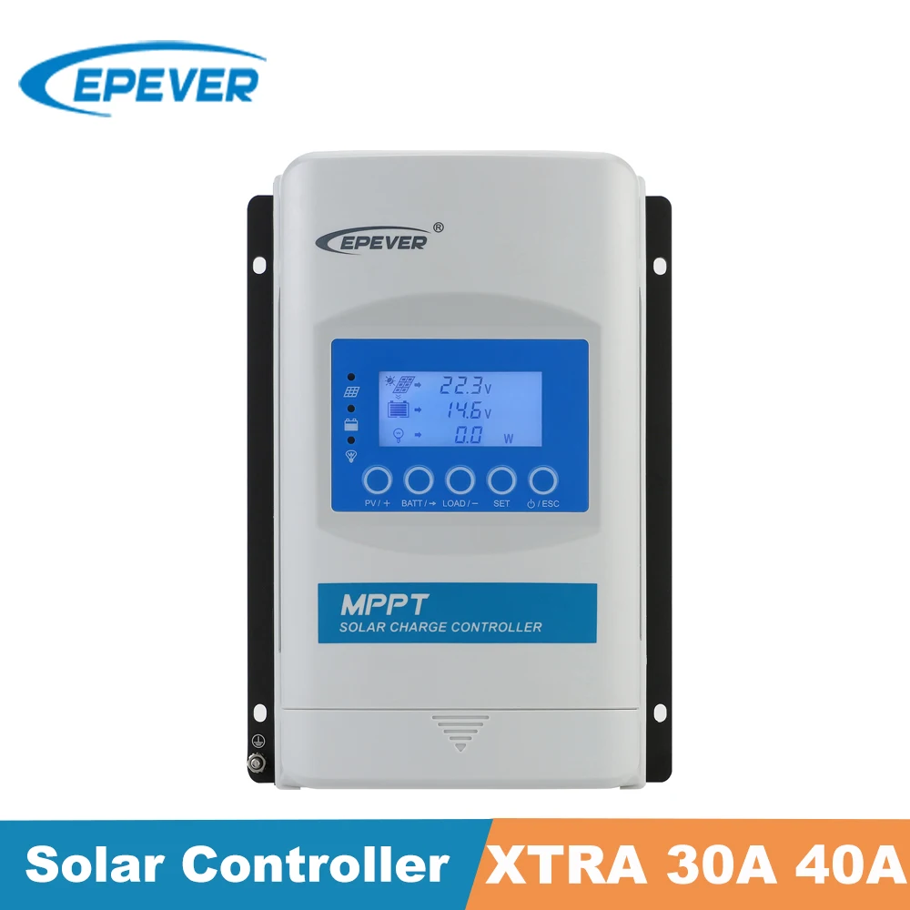 EPever XTRA Series MPPT 20A 30A Solar Charger Controller LCD Solar Regulator 12V 24V and Support lead-acid and Li Batteries