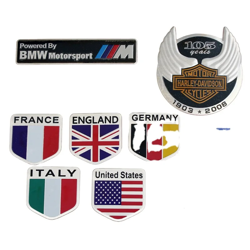 Factory wholesale Fashion 3D Aluminum alloy national flag decorate custom car decal sticker