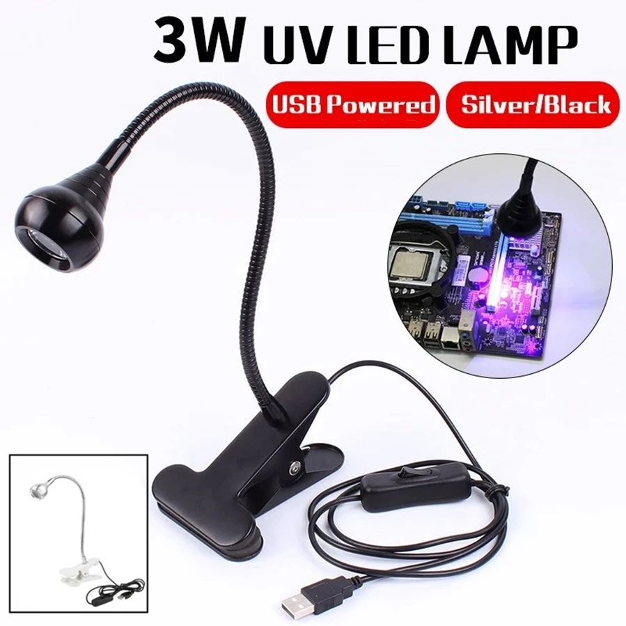 Mini USB Led Desk Light Clip-On Flexible Bright Led UV Lamp Adjustable Glue Nail Dryer Cash Medical Product Detector with Switch
