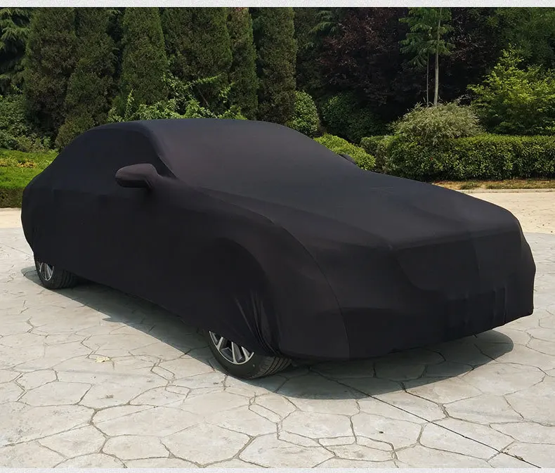 High Quality Car Cover Scratchproof Anti-dust Black Satin Surface Stretchable Dust clean Car Cover Indoor With Soft Fleece