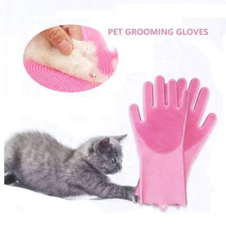 
High Quality Rubber Brush Pets Massage Anti Scratch Floating Hair Removal Mitts 