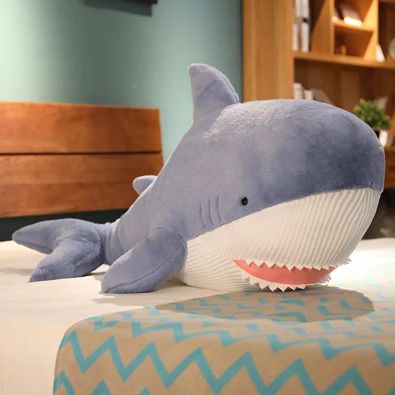 Big Size Great Design Custom Plush Toy Cute Animal Sleeping Pillow Toy Animal Soft Blue Shark Toy For Kids
