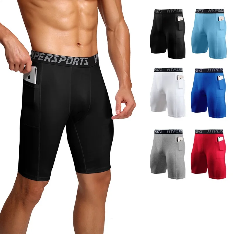 Shorts Fitness Quick Drying Fitness Shorts With Pockets Men Compression Gym Sporting Tight