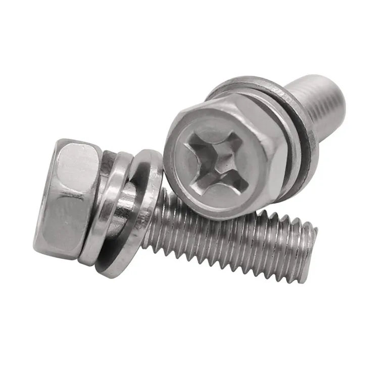 GB9074 Cross Recessed Hexagon Head combination Bolts with washer Cross Recessed Hexagon Bolt With Indentation