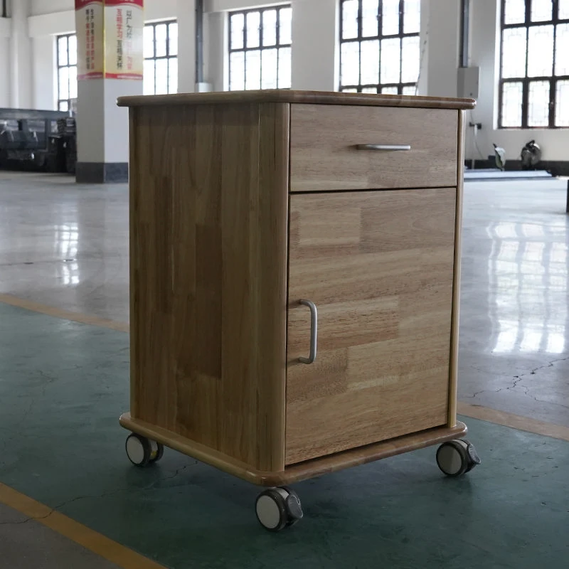 Most Hot Sale High Stand Cabinet Hospital Cabinet Medical Hospital Furniture for ICU  Solid Wood Bedside Table
