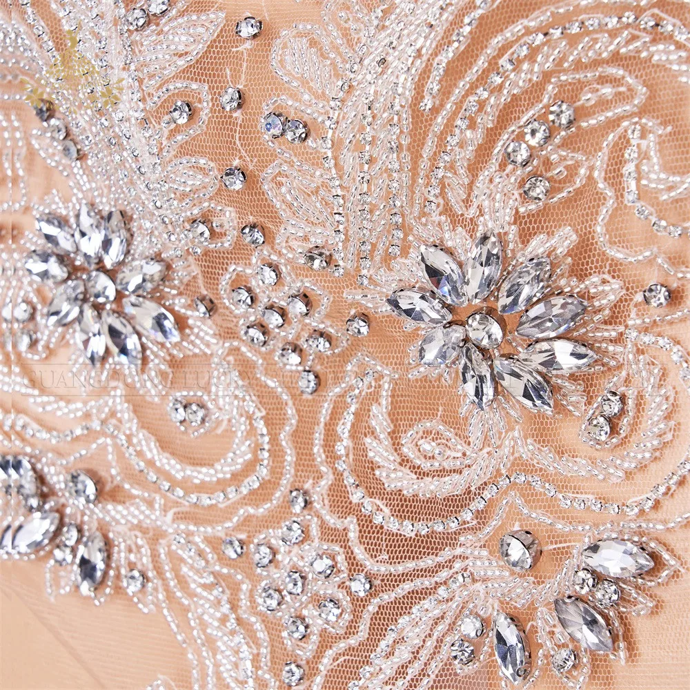 Dra-508 Fashion Crystal Bridal Applique Hot Fix Rhinestone Applique for Wedding Dresses