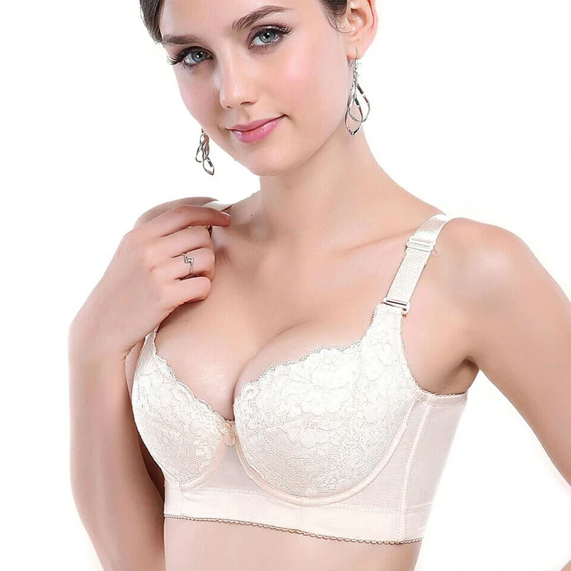 Lace Thin Plus Size Cup Received By The Breast Bra Side of The Sexy Underwear 5 Row Buckle Bra