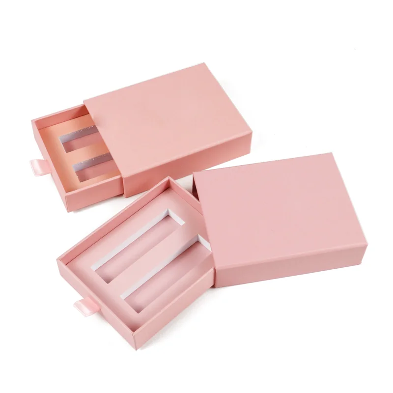 Special Gift Custom Printed Lip Gloss Boxes Drawer Pack Lipstick Packaging Pink Wholesale Lip Glaze Cosmetic Drawer Paper Boxes