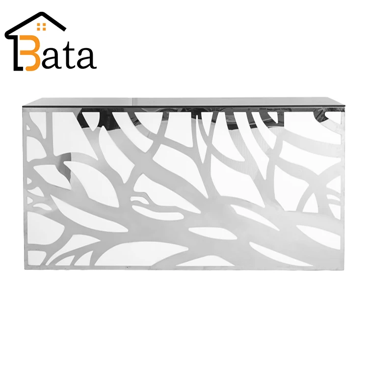 Wholesale wedding furniture gold stainless steel with marble bars counter table