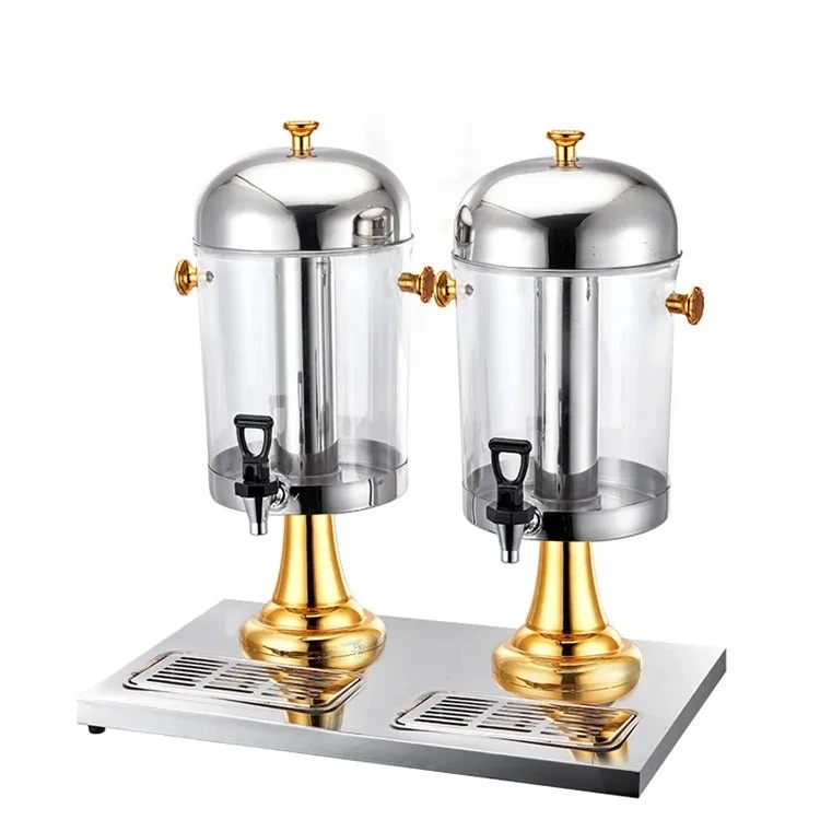 Commercial Stainless Steel Chafing Dish Buffet Ware Glass Beverage Dispenser Stand Manual Juice Jar Dispenser With Tap