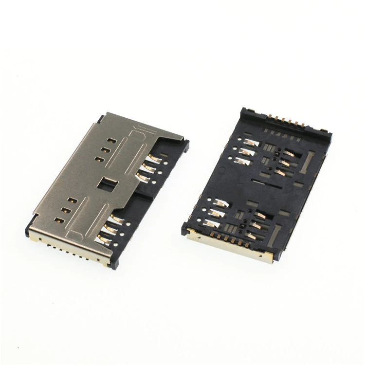 ic card connector smart card sim holder height 3.25mm side by side sim card smt type connector