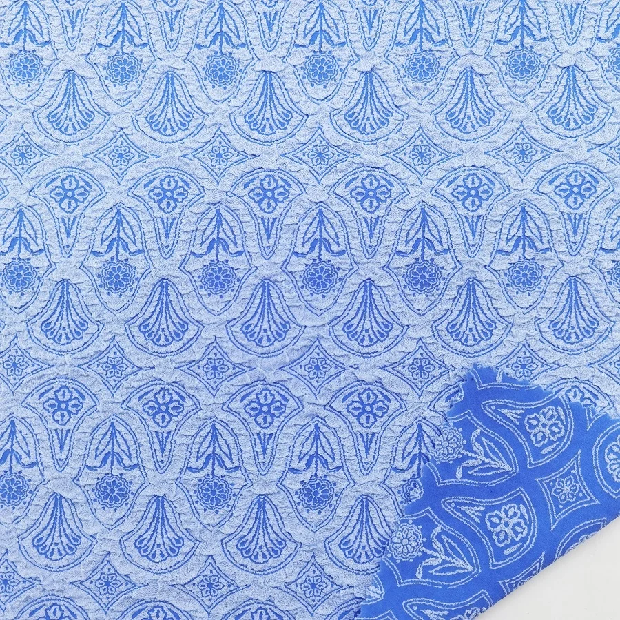  New woven swimwear jacquard fabric supplier textured pattern flower bikini swim bathing suit fabric custom color