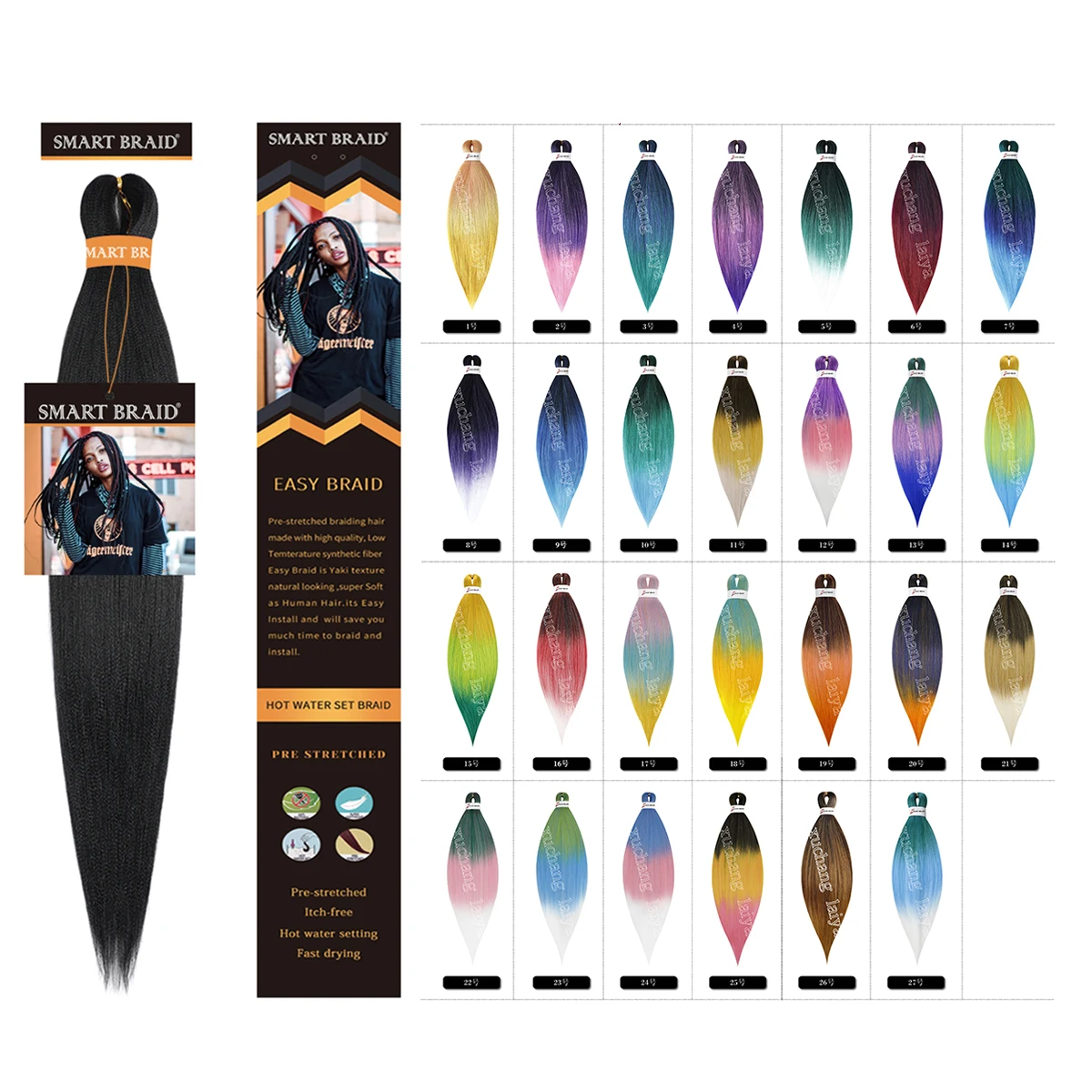 LaiyaBraid Yaki Hair Pre-Stretched Large Pack 4 pack pre stretched braid pre stretched braiding hair