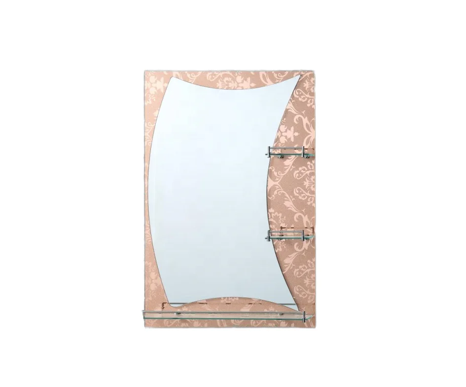 Rectangle Wall Decoration Mirror Double Layer Shelf Rail Bathroom Use Various Sizes Available
