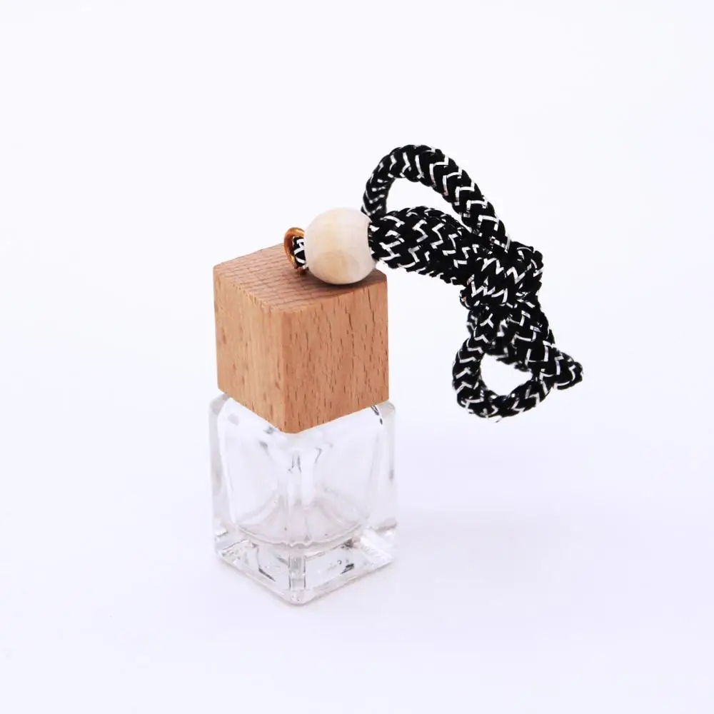 5ml 8ml clear color Square wooden Hang rope cover Diffuser car perfume bottle
