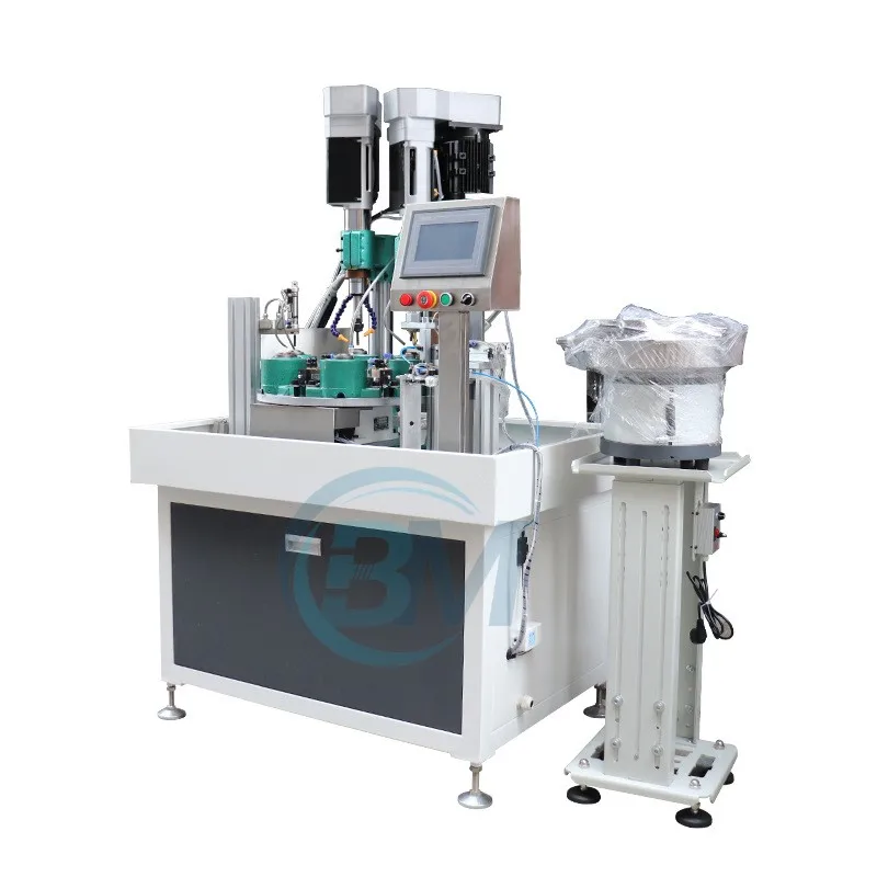 Automatic rotary table multi spindle drilling chamfering and tapping machine with PLC control and intelligent screen