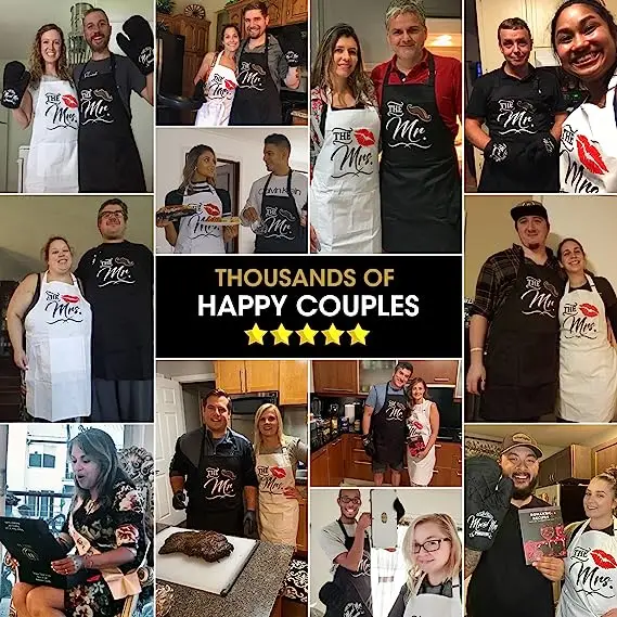 Mr.&Mrs Happy lover Couple Aprons Engagement Wedding Anniversary Gifts Valentine Day Grill Baking Kitchen gift box sets