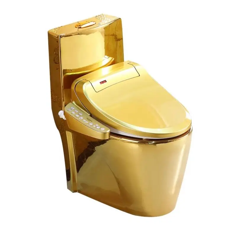 Automatic sensor flush gold plated smart bidet one piece toilet