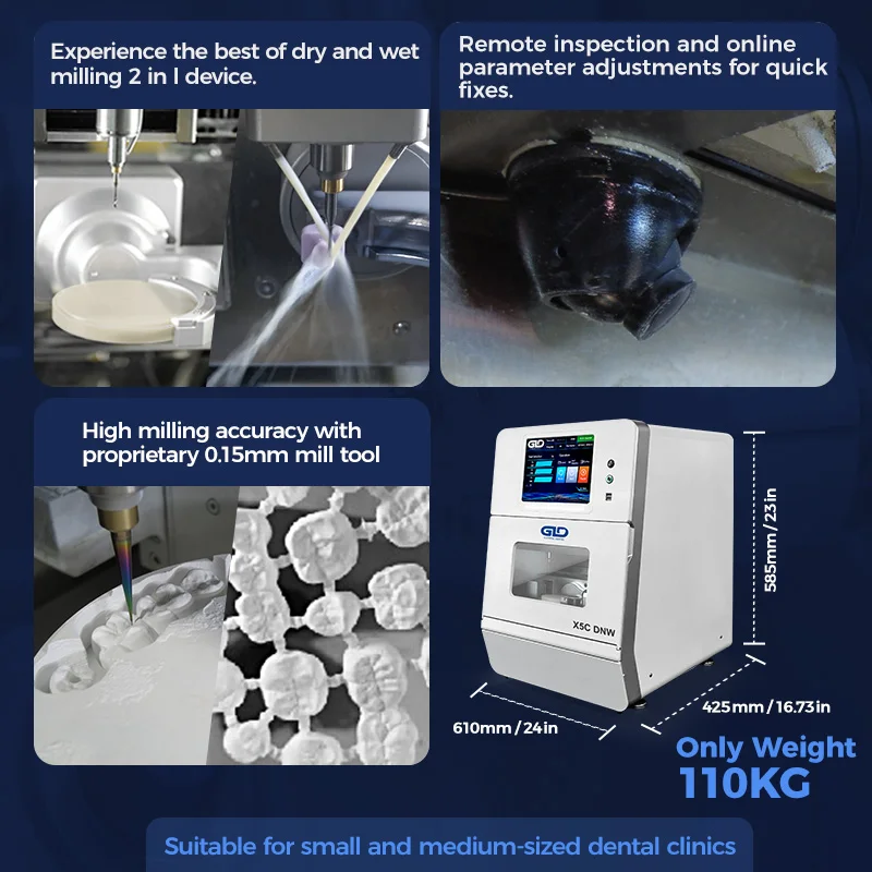 5 осевой стоматологический цифровой CAD CAM сухой/влажный фрезерный станок с ЧПУ для циркониевого имплантата