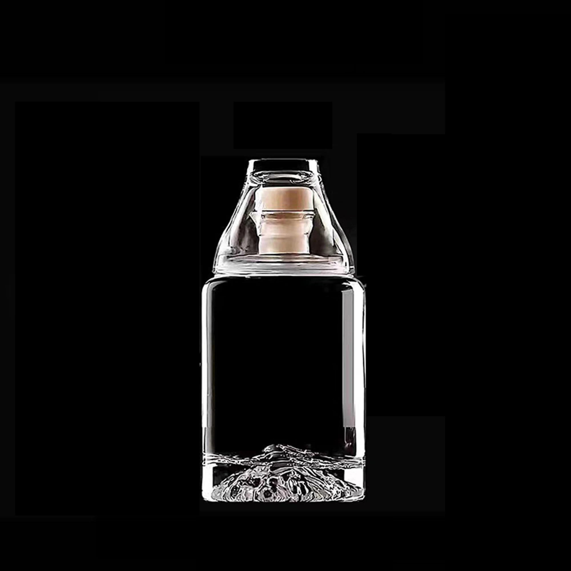 Custom Bottom Mountain 100ml 500ml 700ml 1000ml Whiskey Tequila Rum gin glass bottle with glass cap