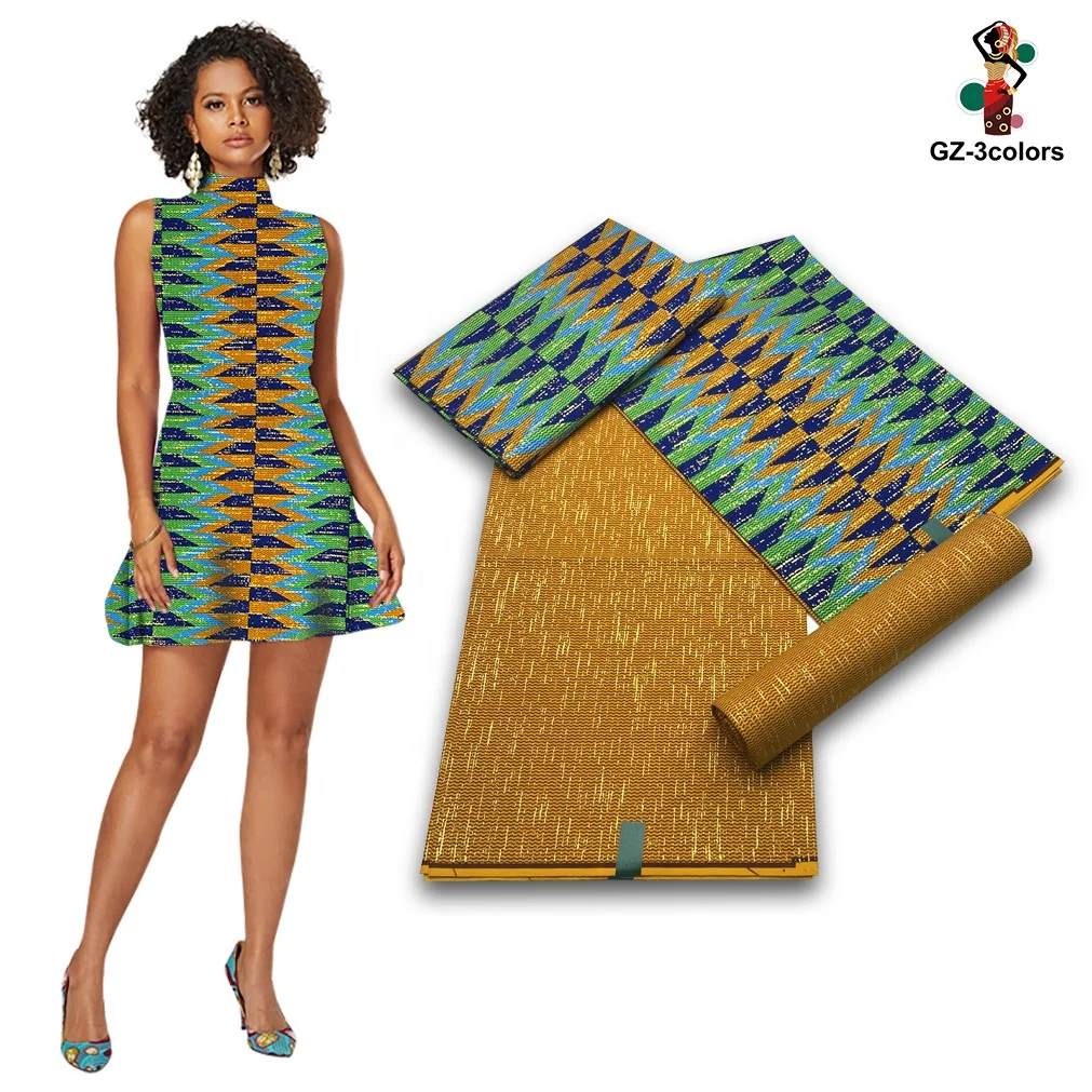 wholesale 2+4yards Kente Design wax printing 100%Con african  print fabric ankara fabrics