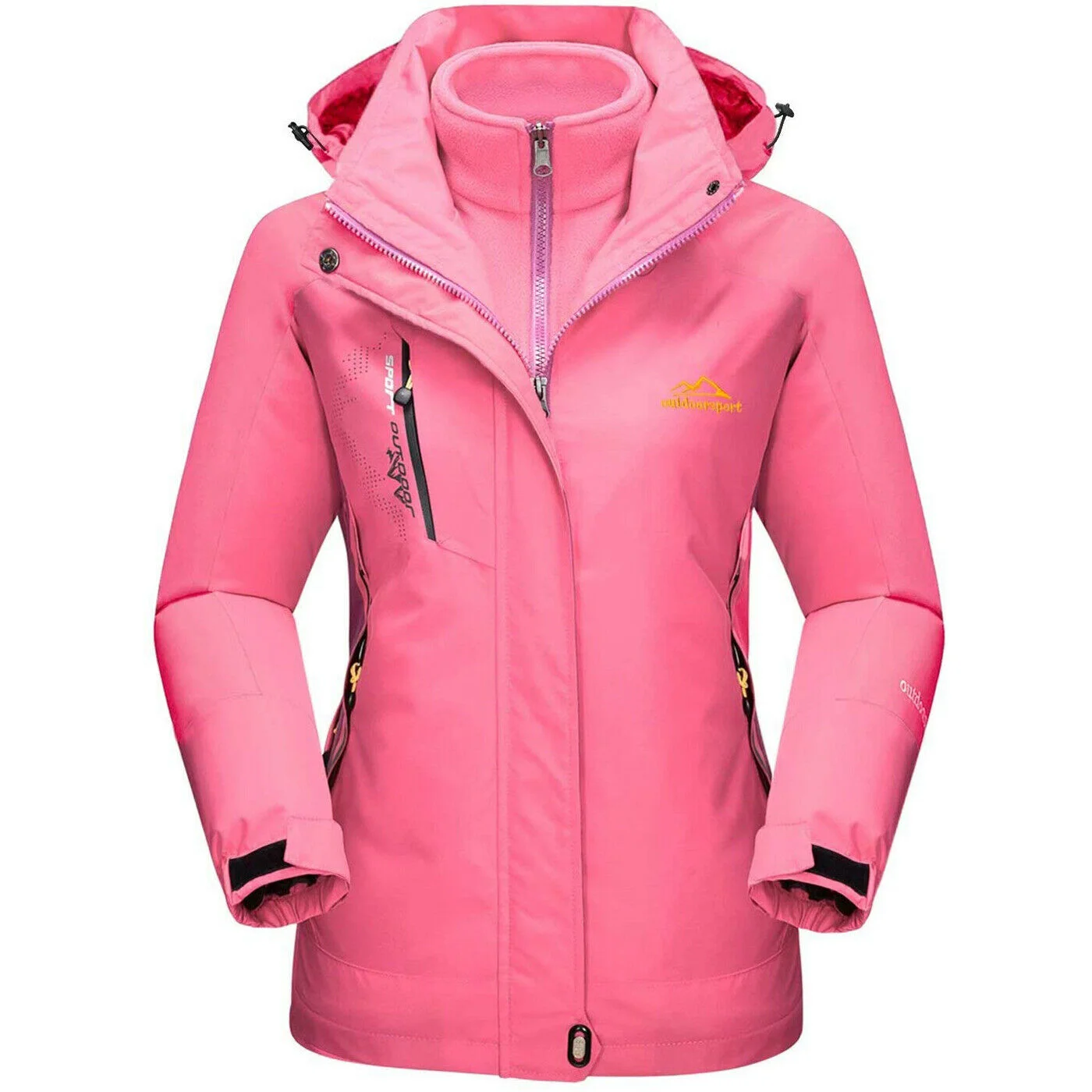 3 in 1 Women Winter Coat Fleece Jacket Warm Waterproof Jacket Hiking Camping Clothing Outdoor Sport Coat