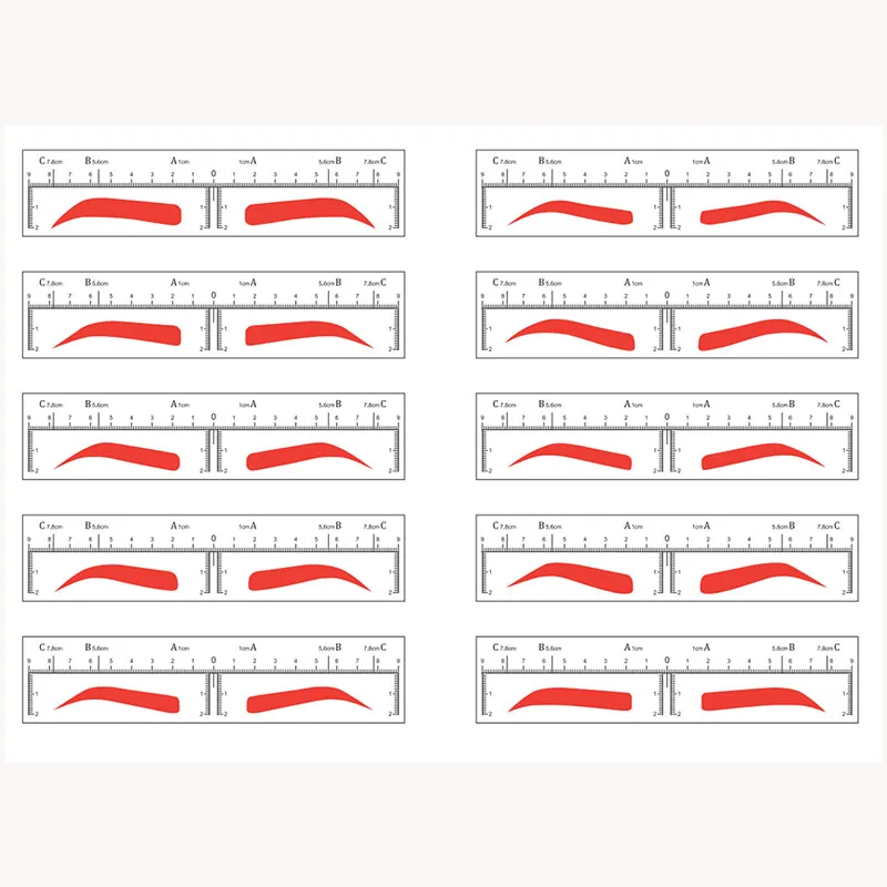 Private Label Microblading Brow Drawing Card PMU Eyebrow Stencil Sticker for Permanent Makeup Training Class