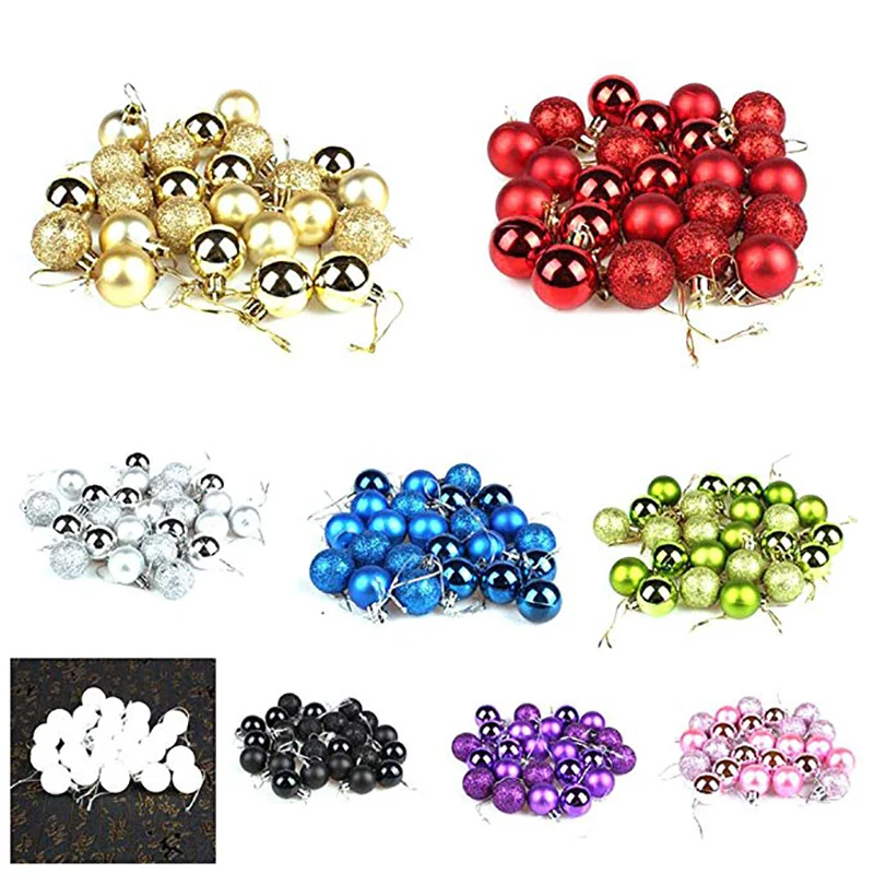 
Holiday Wedding Party Decoration 24 Pcs 30mm Shatterproof Balls Small Christmas Balls Ornaments for Xmas Tree 